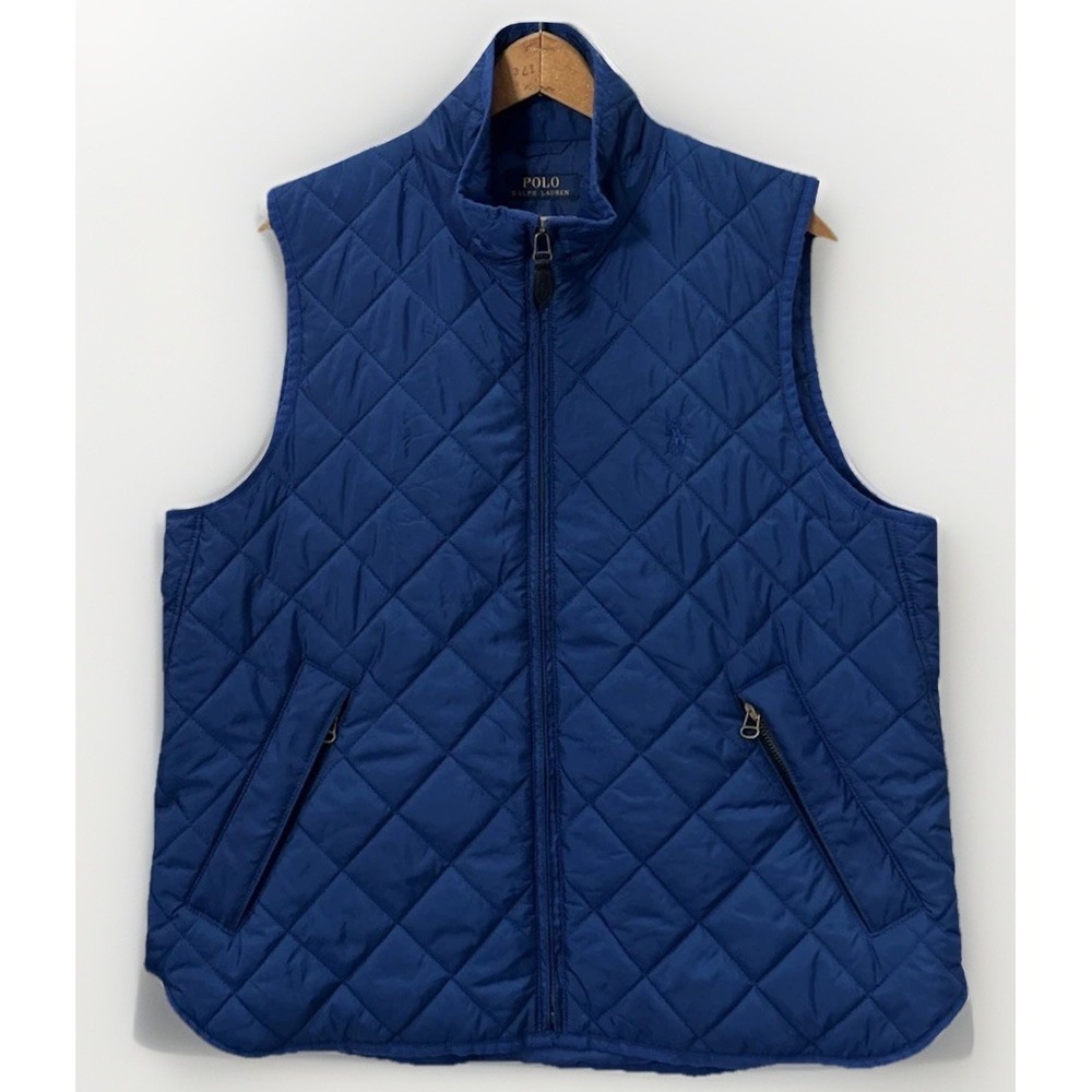 Women's Pole Ralph Lauren Diamond Quilted Puffer Vest Sz XL  EC Zip Pockets